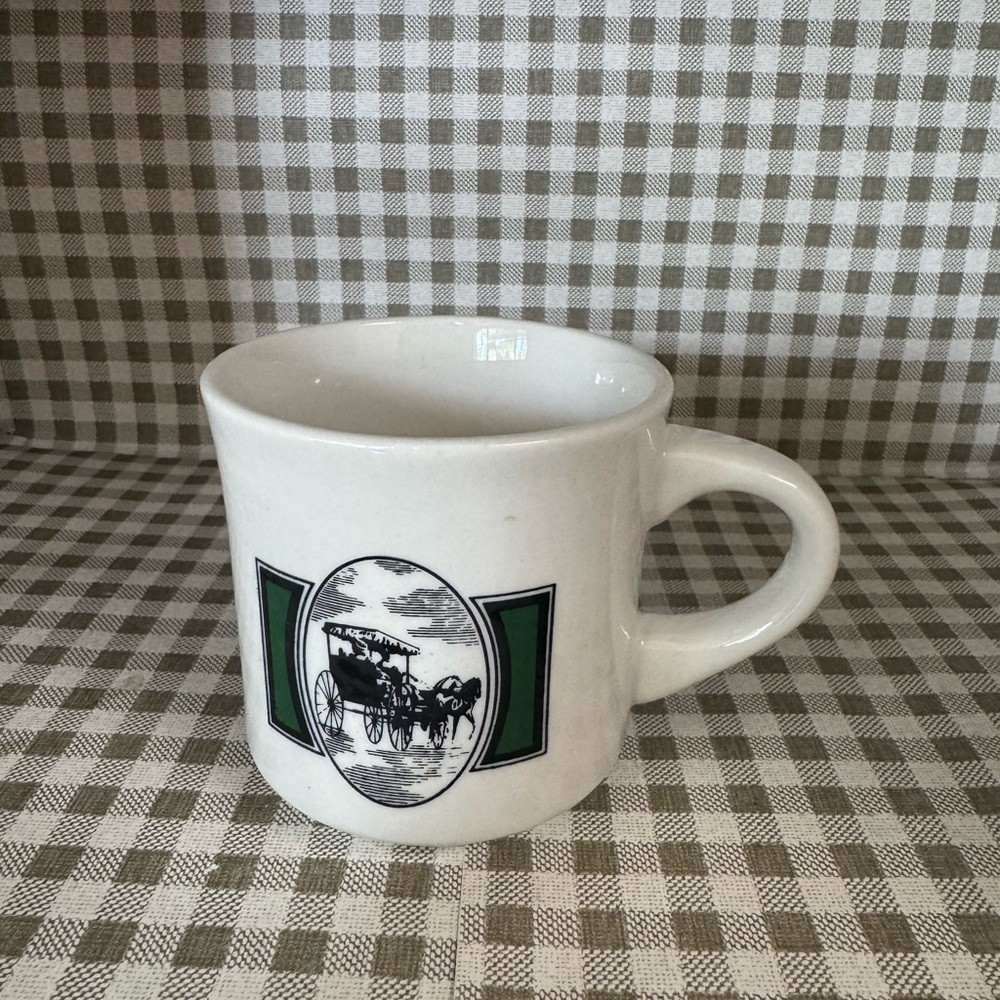 Vintage Surrey Shaving Mug Horse and carriage Green Accent - Ceramic USA